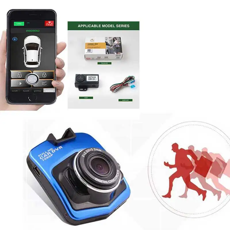 

Car DVR Camera Dashcam Full HD 1080P Video Recorder G-sensor Vision Dash Cam+Keyless Entry Central Locking Car Alarm System