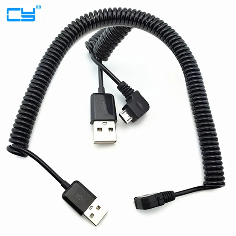 Спиральный Кабель USB 250 папа-Micro для быстрой зарядки и синхронизации данных 2 0 см 90