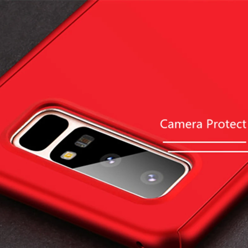 HOTR Note 8 Tempered Glass Screen Film Case for Samsung Galaxy Hard PC Cover Full Protect with Protector Shell |
