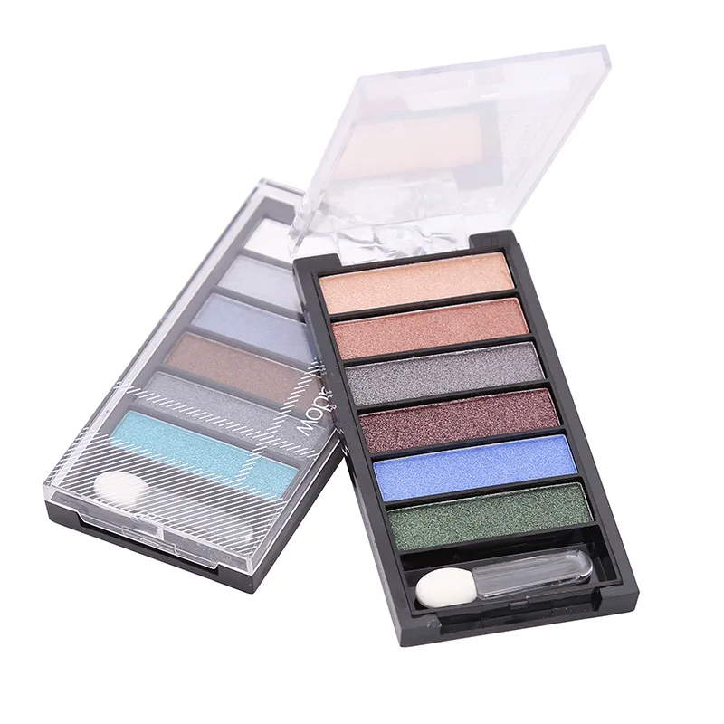 6 цветная палитра теней для век матовое стекло с перламутровым эффектом телесный