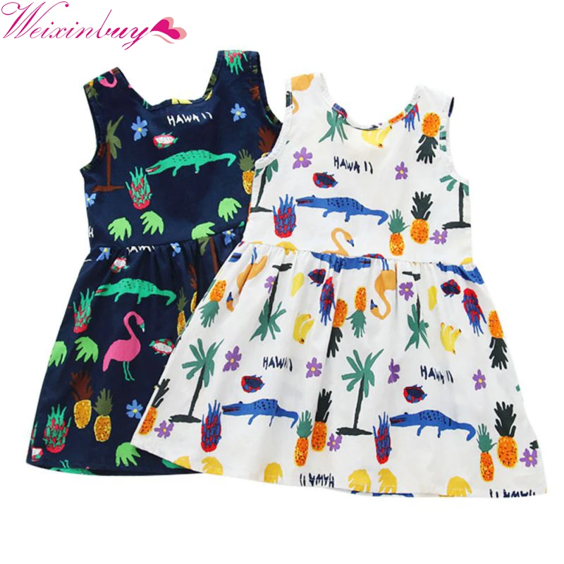 Платье для девочек Новинка лета 2018 милое платье дня рождения с принтом из