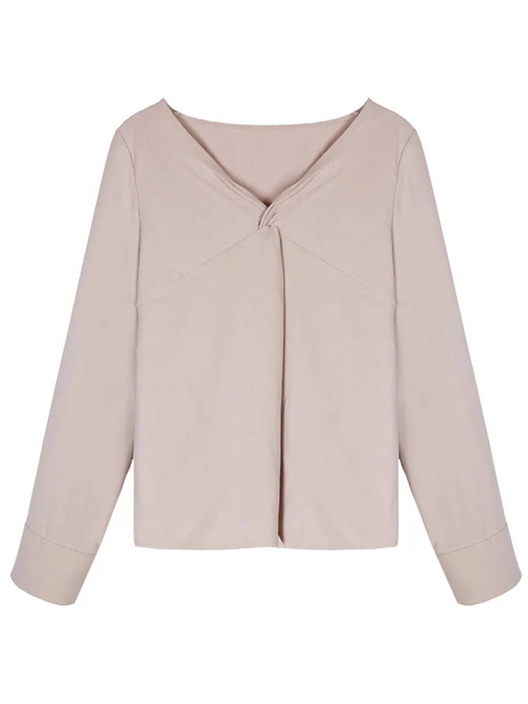 Женские рубашки весна 2019 шифоновые однотонные повседневные с v образным вырезом