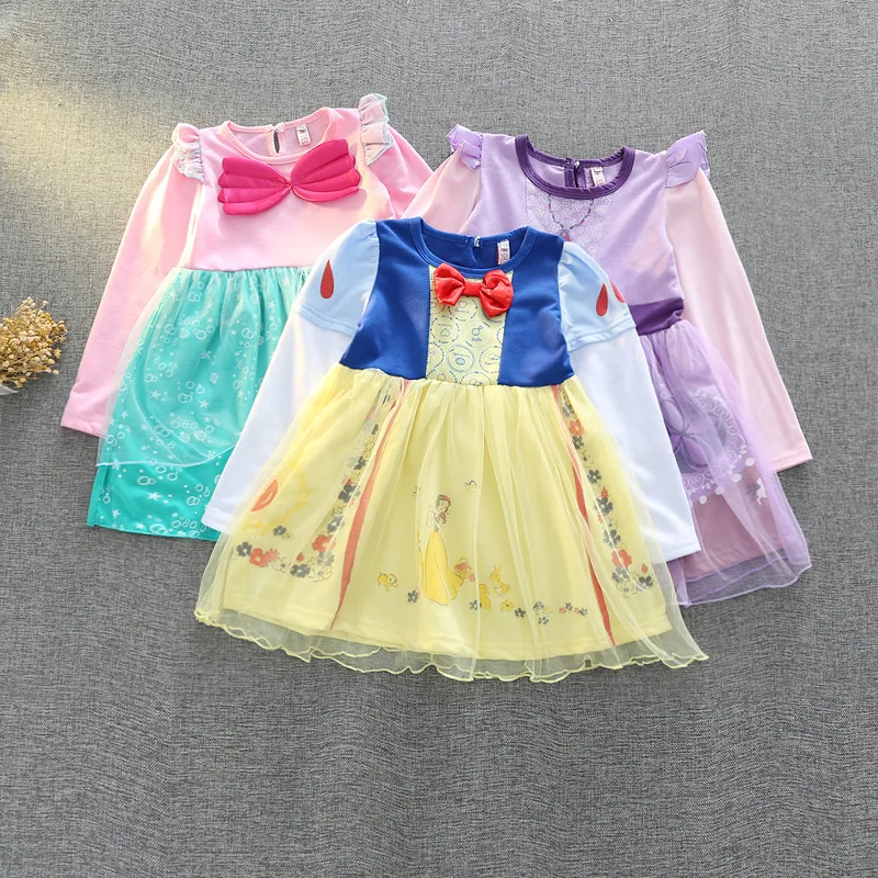 2-7 Yrs Baby Girls Dress Girl Long Sleeve Dresses with Cloak Kids Princess Clothes Children Halloween Snow White Cosplay Costume | Детская