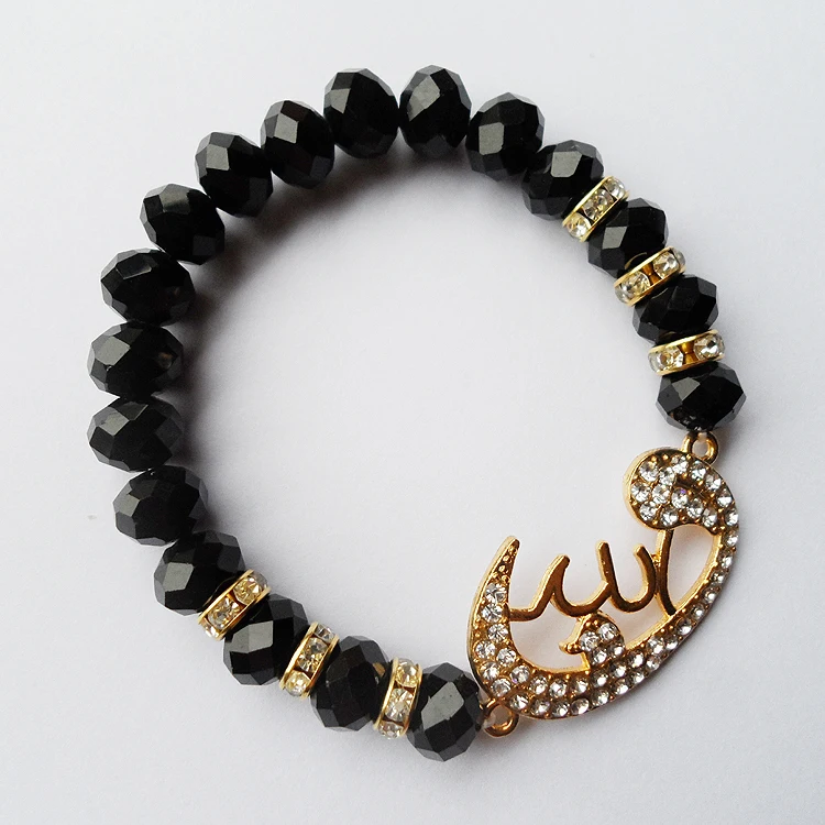 Самодельные черные кристаллы стрейч искусственная молитва для женщин|bracelet