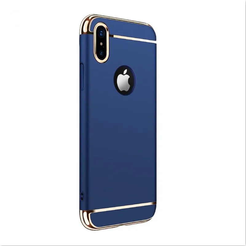 Глянцевый Гальванизированный пластиковый чехол для телефона iPhone XS X 8 7 6 6s Plus 3 в 1