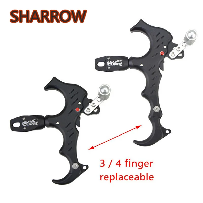 

1Pc Archery Bow Release Aids 3 4 Fingers Automatic Close Thumb Release Trigger Caliper Grip 360 Degree For Hunting Accessories