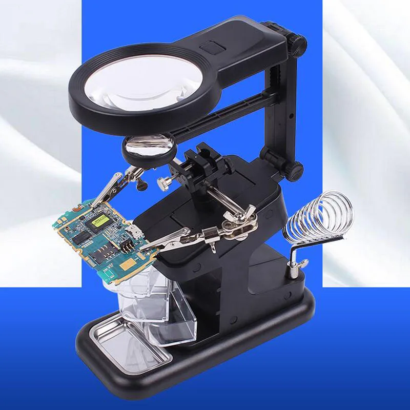 

Desktop Welding Magnifier Auxiliary Clamp Ring LED Magnifier Iron Frame Magnifying Glass Welding Magnifier Repair Frame Tool