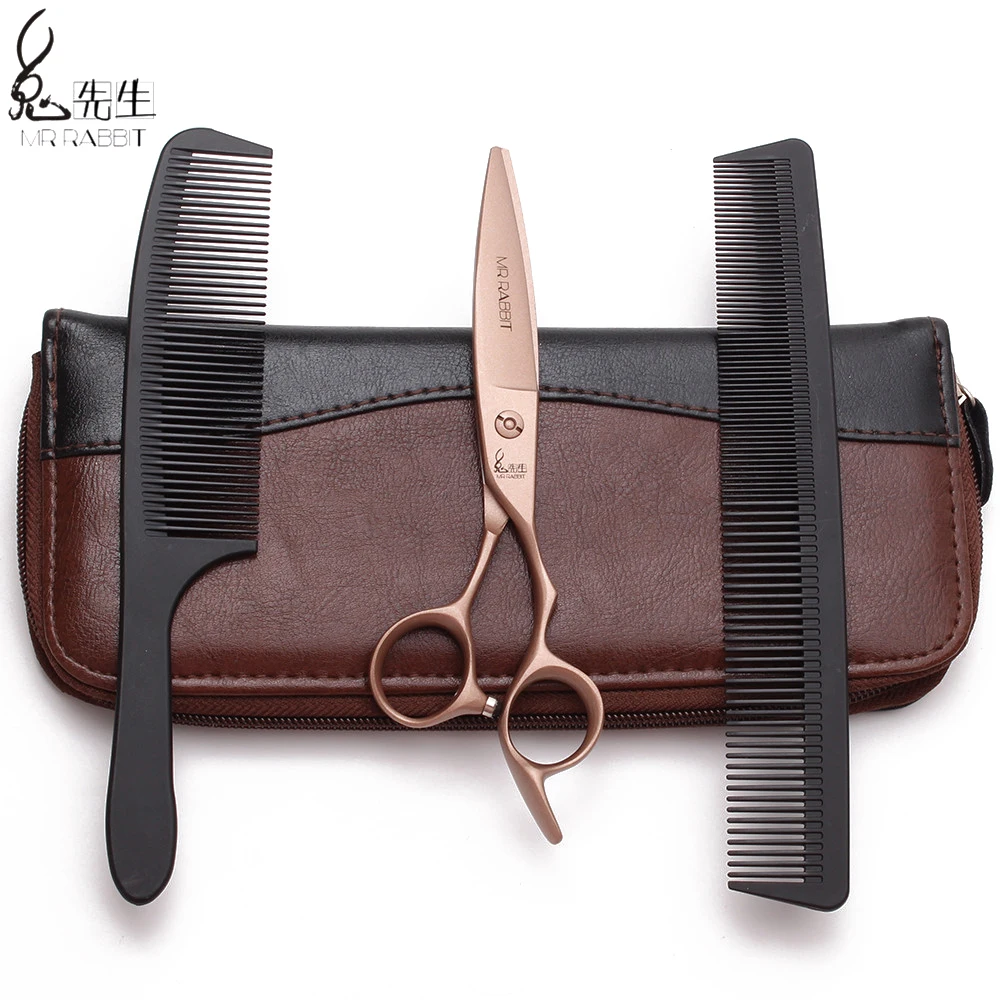 6 &quot440C Mr Rabbit Micro Sawtooth розовое золото Парикмахерские ножницы для стрижки