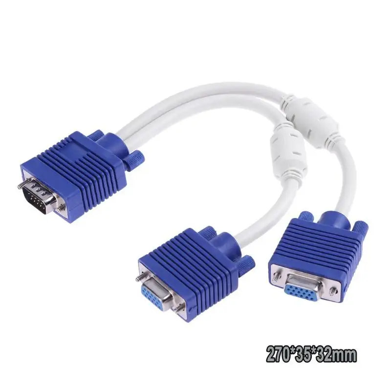 1 шт. VGA от 2шт 1080P Двойные магнитные кольца Позолоченные VGA Женский адаптер Y сплиттер кабель с двойными магнитные кольца