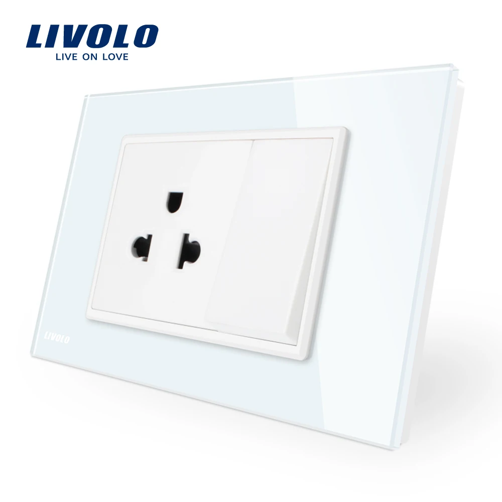 Livolo кнопочный переключатель с Мощность розетка белый украшением в виде