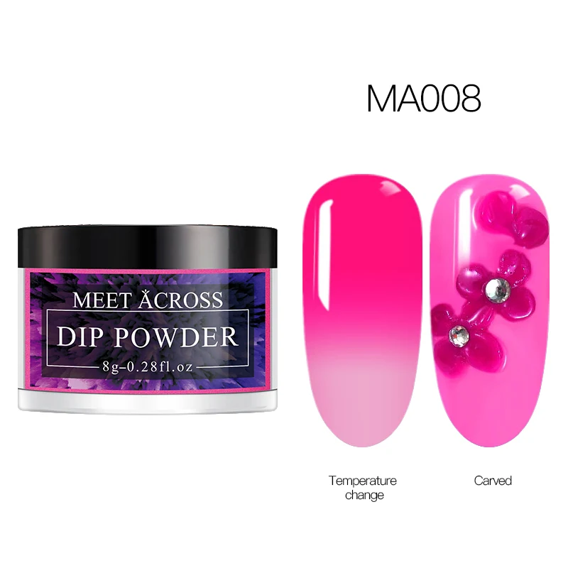 MEET ACROSS 8g Thermal Color Changing Dipping Nail Powder Temperature Change Acrylic Glitter Dust Pigment Natural Dry Decoration - Цвет: AS04106