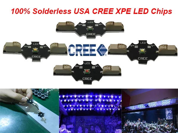 1 шт./лот Solderless CREE XPE светодиодный Вт 3 Синий 460 470nm красный 620 620nm зеленый 515 535nm