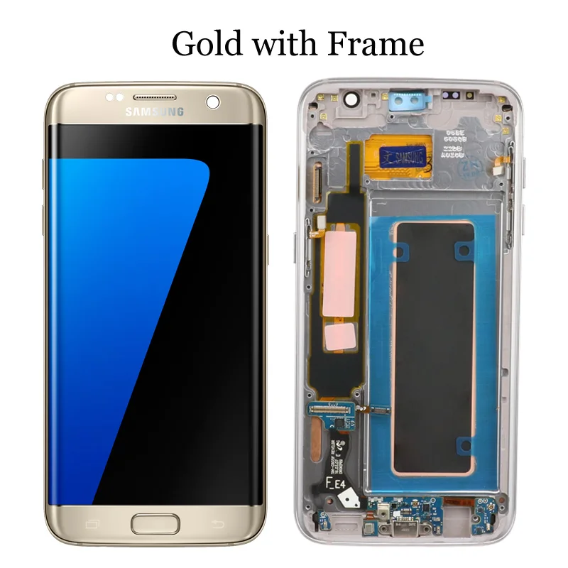 Gold with frame 5,5 ''Супер AMOLED дисплей с рамкой для SAMSUNG Galaxy s7 edge G935 G935F сенсорный экран дигитайзер дисплей+ Сервисный пакет - Цвет: Gold with frame