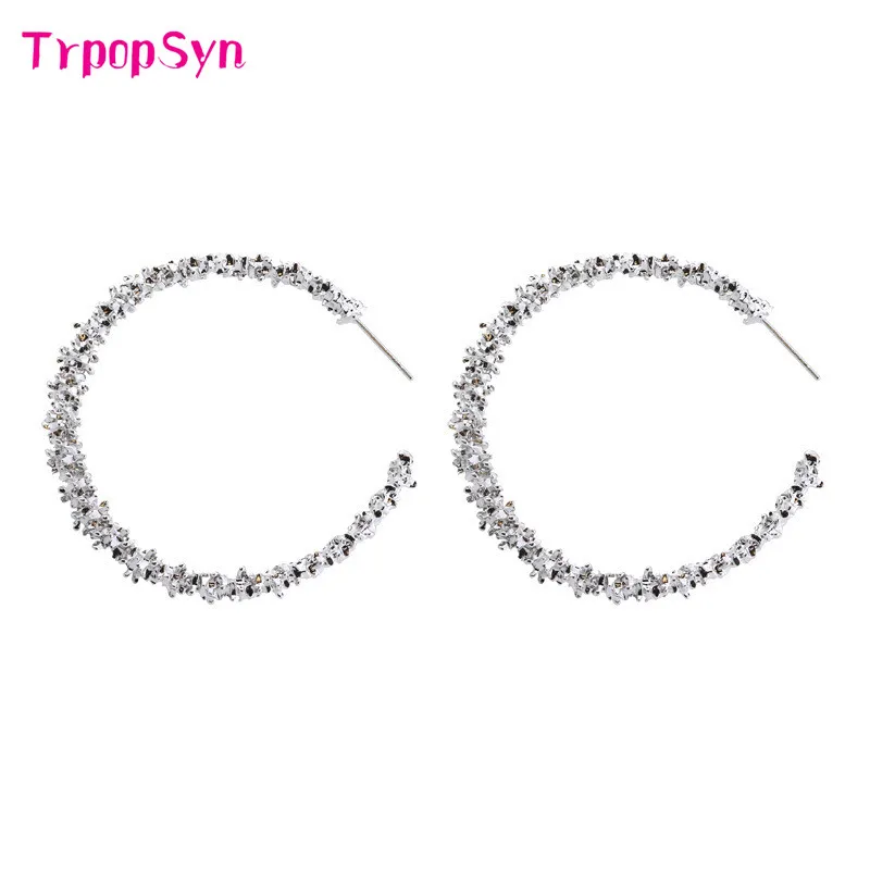 Silver plated Новые винтажные серьги для женщин золотые круглые C геометрические массивные серьги металлические серьги Висячие модные ювелирные изделия - Окраска металла: Silver plated