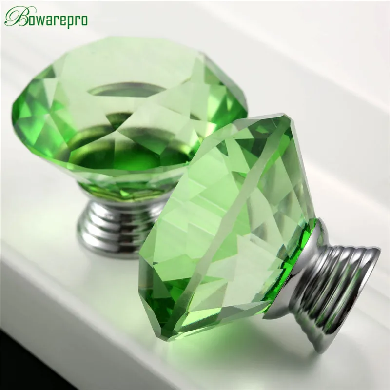 Ручки из зеленого алмаза bowarepro стеклянные ручки для мебели кухонные аксессуары