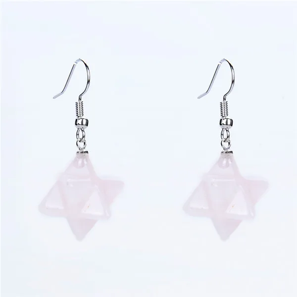 Pink Crystal Новые серьги-капельки с полудрагоценным камнем, серьги, белые розовые кристаллы аметиста, милые серьги Merkaba, серьги-крючки, женские подарки, модные очаровательные ювелирные изделия - Окраска металла: Pink Crystal