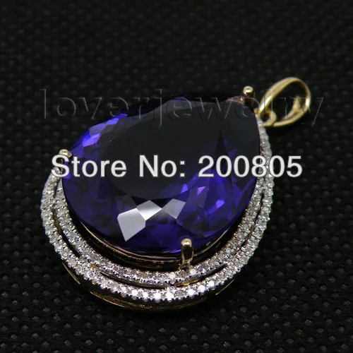 Новинка элегантные кулоны с аметистом 14K желтое золото алмазная подвеска груша