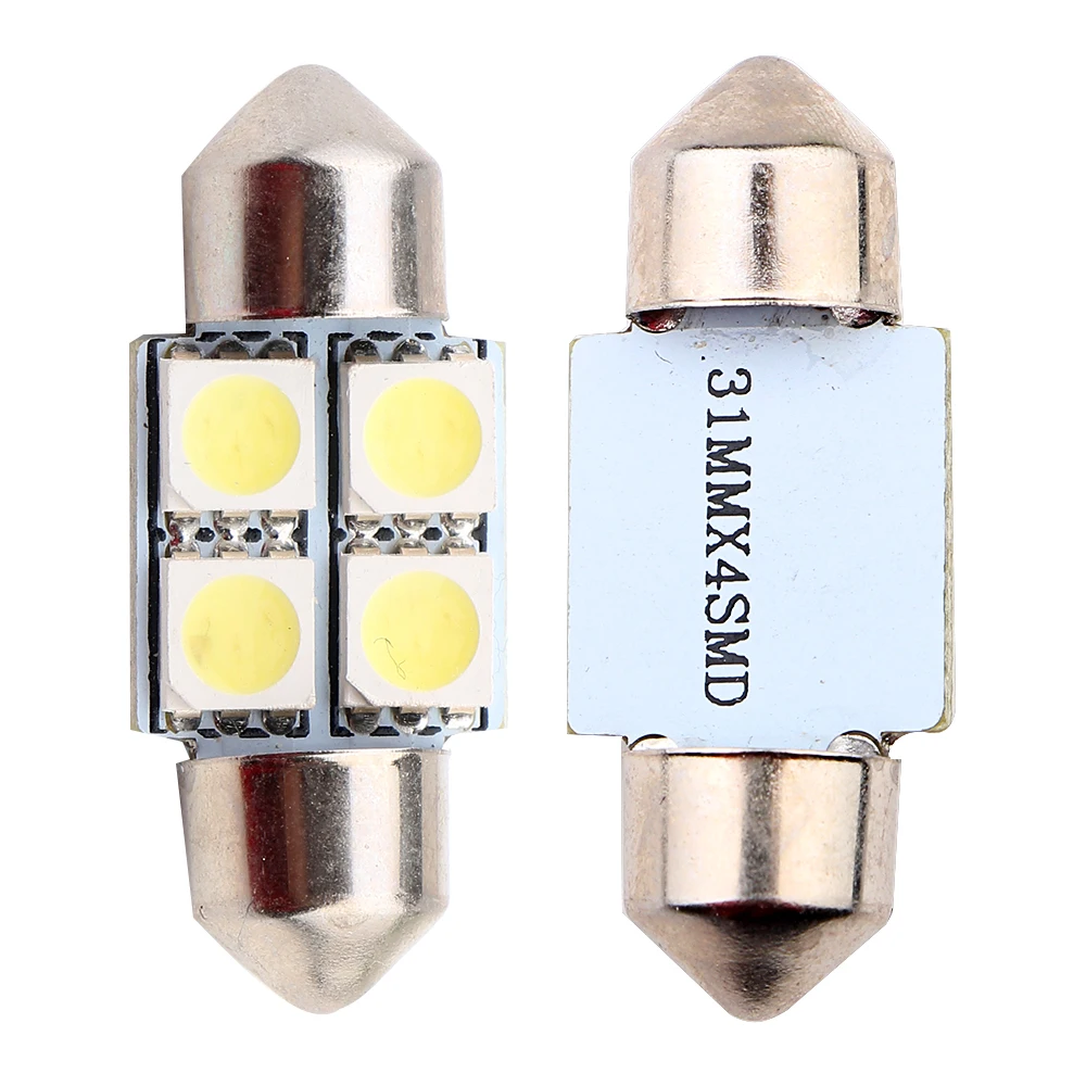 YM E Bright 10 шт. белые светодиодсветодиодный лампы 24 В DC C5W 5050 4 SMD 31 мм 36 39 41