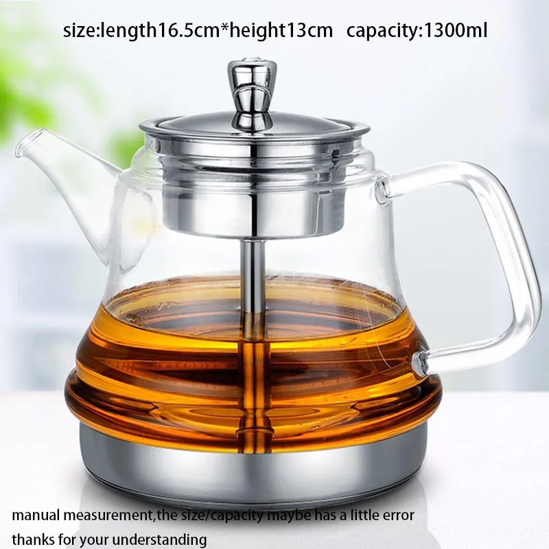 1300ml-1400ml Creative Steamed Tea Pot Heat Resistant Transparent Glass Teapot / Home Drinkware Juice Cool Water Lemon Kettle | Дом и сад