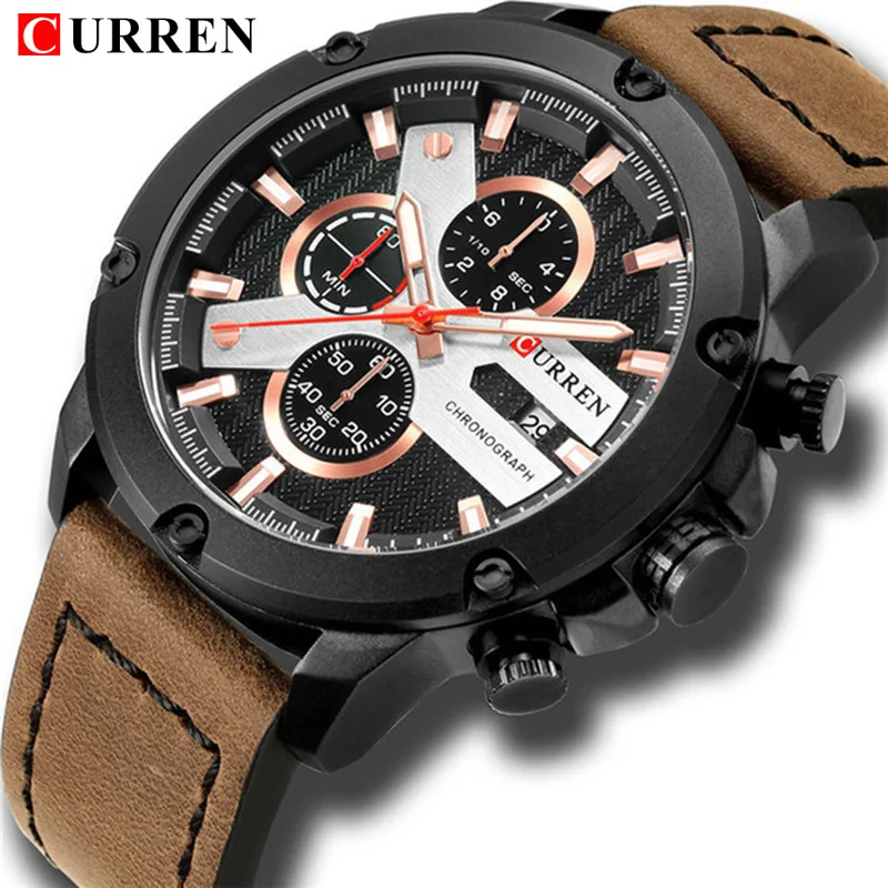 

New Watches For Men Luxury Brand CURREN Chronograph Casual Sports Wristwatch Fashion Quartz Leather Business Waterproof Relojes