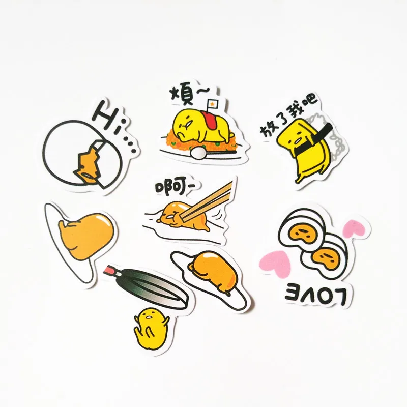 40 шт./пакет Sanrio Новинка японский Gudetama Lazy Яйцо мультфильм забавные наклейки для ноутбука автомобиля велосипедный багаж водонепроницаемый стикер s