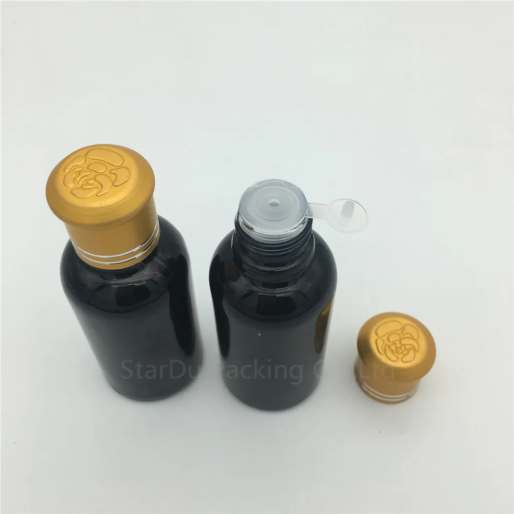 

Free Shipping 12pcs 30ML Black Bottle , 1oz Vials Essential Oil Bottle with Decorative pattern cap Perfume glass bottles