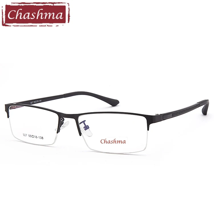 Черный Chashma бренд Мужская модная рамка для очков Легкий вес сплава TR 90 очки в оправе-половинке для мужчин - Цвет оправы: Черный