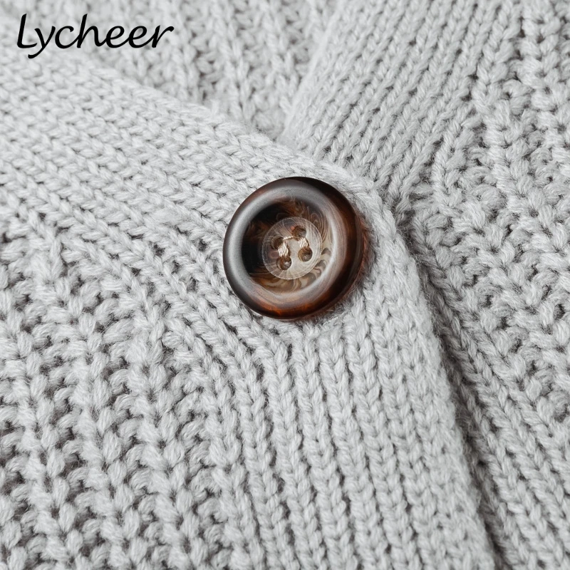 Женский Повседневный трикотажный кардиган Lycheer свободный однобортный Кардиган с