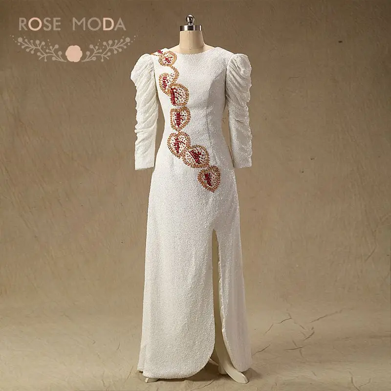 

Rose Moda Long Sleeves Sequine Evening Dress Reflective Dresses 2019