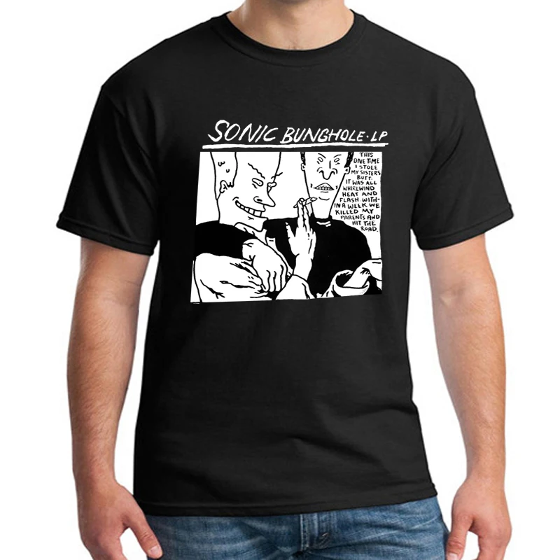 Мужская футболка с коротким рукавом и круглым вырезом Beavis And Butthead sonic youth