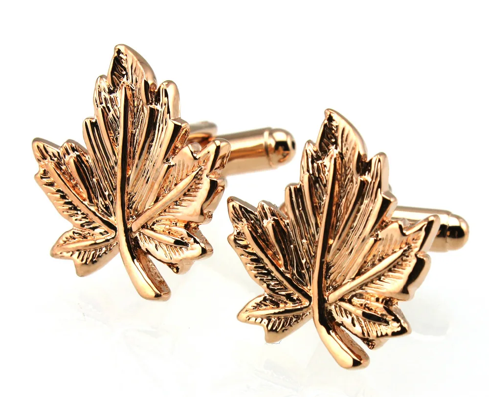 Sunnylink мужские запонки кленовый лист розовое золото для рубашки M3669 22 мм|gold cufflinks|f