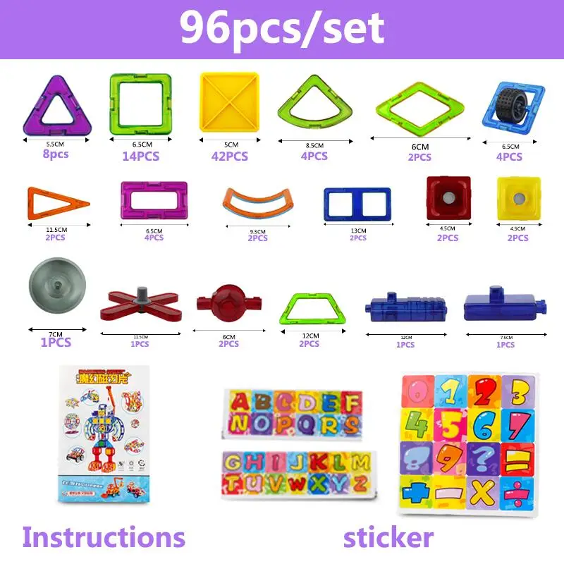 LT5001-96pcs 70 шт.-102 шт., модель самолета, магнитные строительные плитки, магнитные шарики, строительные блоки, набор для детей, Обучающие блоки для укладки - Цвет: LT5001-96pcs