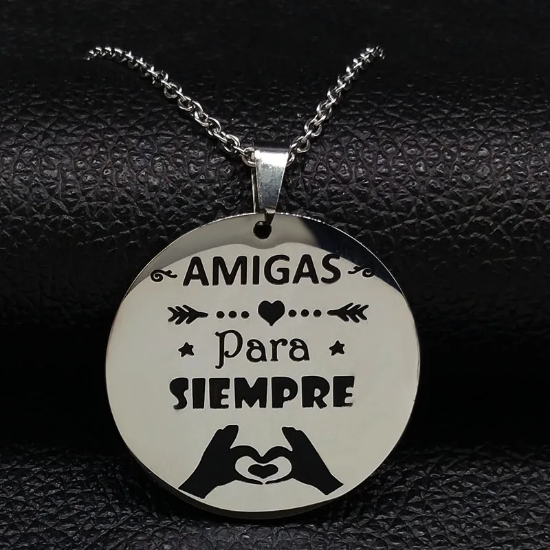 AMIGAS из нержавеющей стали ожерелье для женщин Серебряный Цвет лучший друг