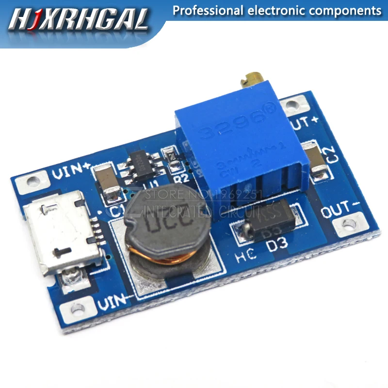 1 шт. регулируемый Повышающий Модуль 2А с MICRO USB 2в 24в до 5В 9В 12В 28В MT3608