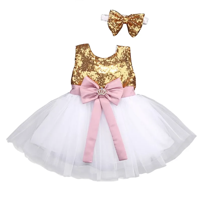2018 Girls Kids Dresses Summer Princess Baby Sequins Bowknot Party Wedding Gown Formal | Детская одежда и обувь