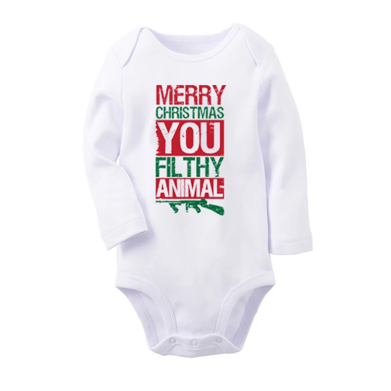 

Merry Christmas Ya Filthy Animal Newborn Baby Boys Girls Outfits Long Sleeve Jumpsuit Print Infant Bodysuit 100% Cotton