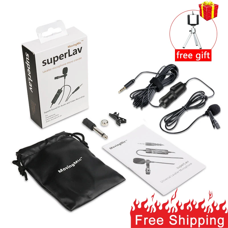 Vlog конденсаторный микрофон петличный для цифровых зеркальных камер Canon Nikon