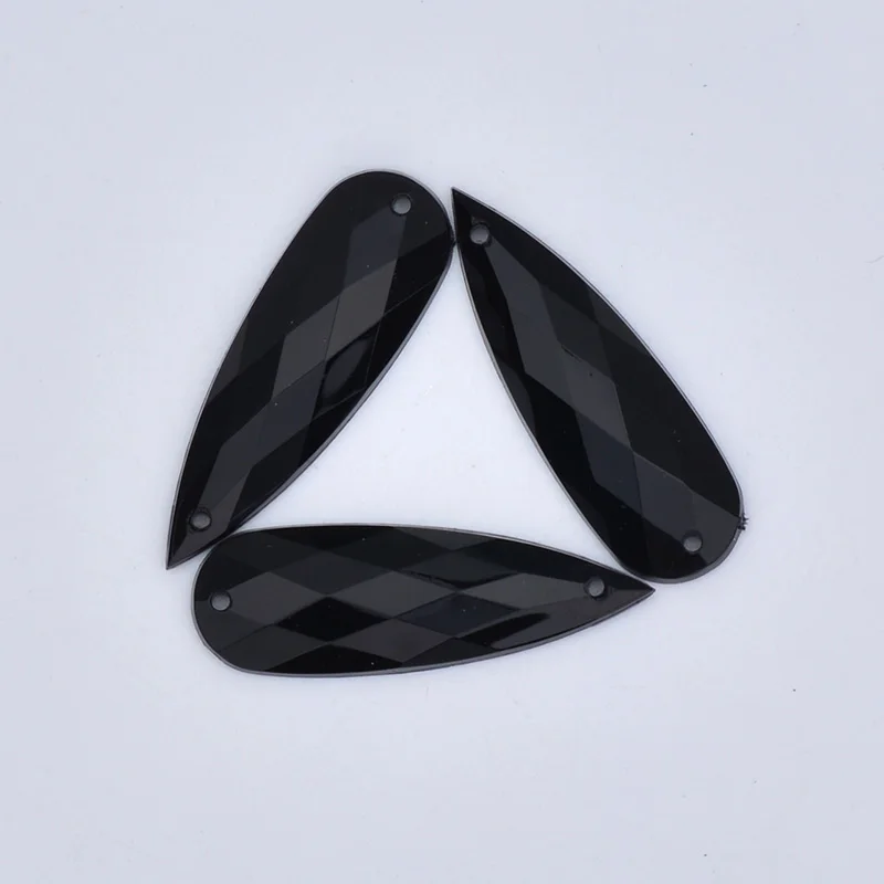 Black JUNAO 10x30 мм, желтые стразы, большая акриловая Аппликация с кристаллами, пришивные стразы с плоской задней стороной, камни для шитья одежды - Цвет: Black