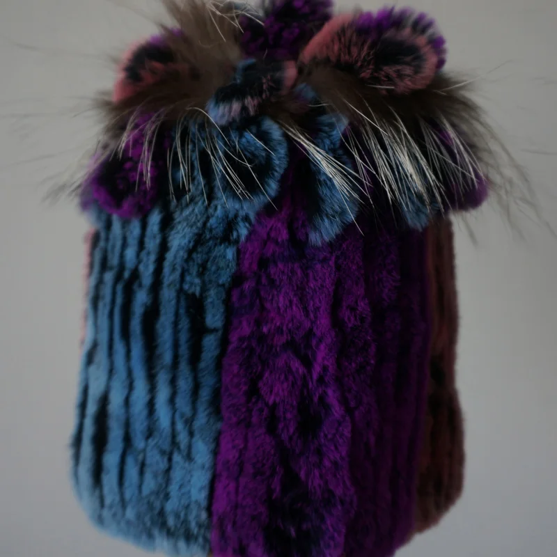 Модная меховая шапка для девушек женская зимняя из натурального меха кролика