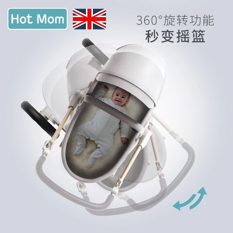 Детская коляска 2 в 1 с люлькой и золотистой рамкой|stroller with bassinet|stroller babystroller stroller |