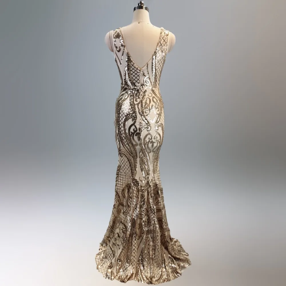 Sequined V Neck 2018 Новое Женское Элегантное Длинное вечерние платье для вечеринки