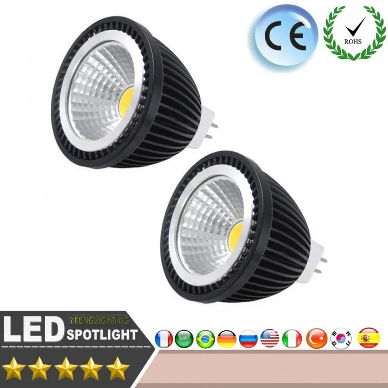 Светодиодные лампы E27 GU10 MR16 COB 9 Вт 12 15 светодиодные лампочки 110/220 в холодный белый