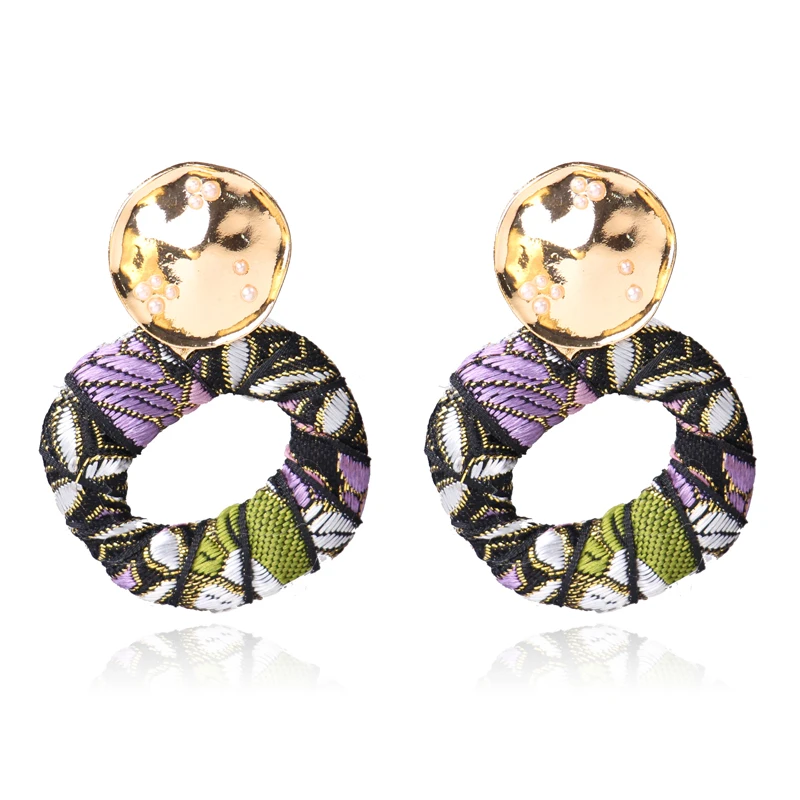 Ztech Bohemian Statement Earrings Big Alloy Wrap Cloth Dangle Drop Earrings For Women Dangling Earrings Vintage Brand Jewelry
