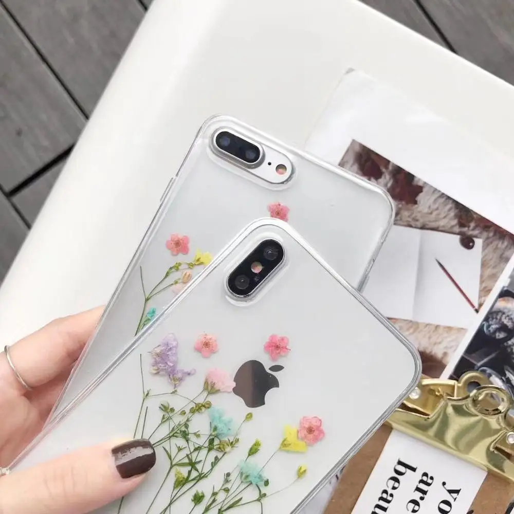 ORYKSZ Прозрачный блестящий мягкий чехол для iphone X XS MAX XR 7 6 6S 8 Plus с милым цветочным