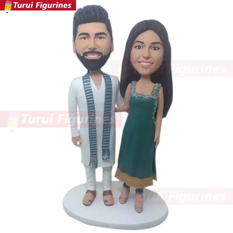 Индийский жениха невесты персонализированный свадебный торт Топпер Бобл голова