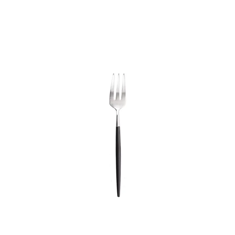 tea fork Черный Серебряный набор столовых приборов 304 из нержавеющей стали, столовые приборы, нож для стейка, вилка, палочки для еды, чайная ложка, вечерние столовые приборы для кухни - Цвет: tea fork