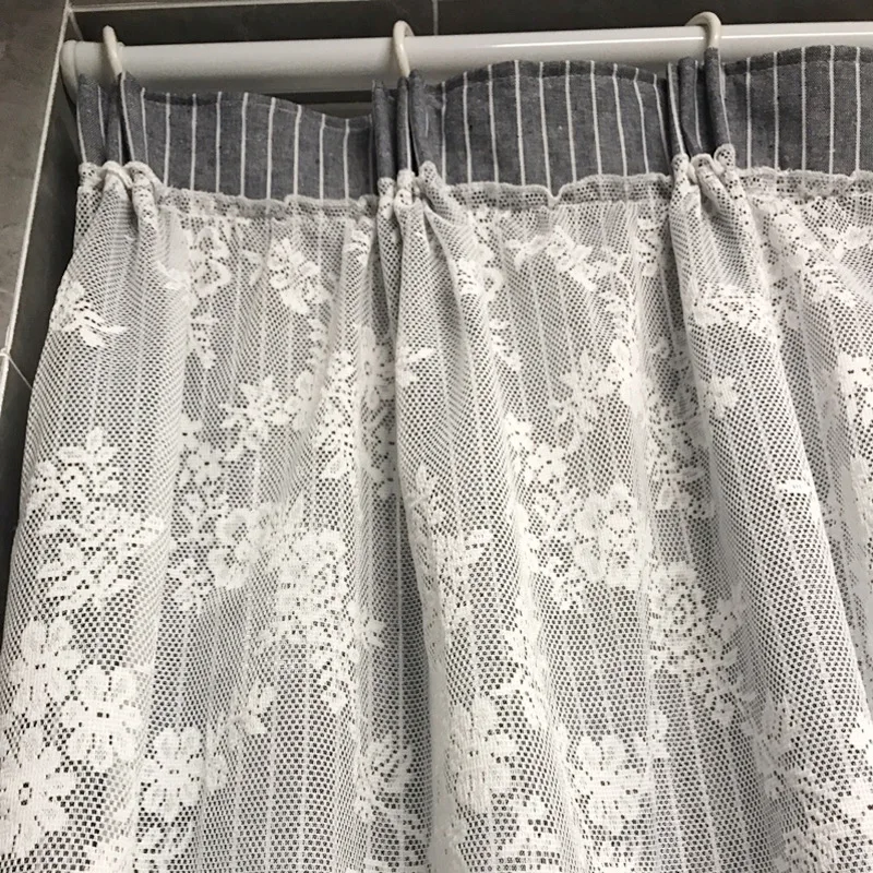 Полузанавеска senконус в американском стиле светильник-голубые полосы белая