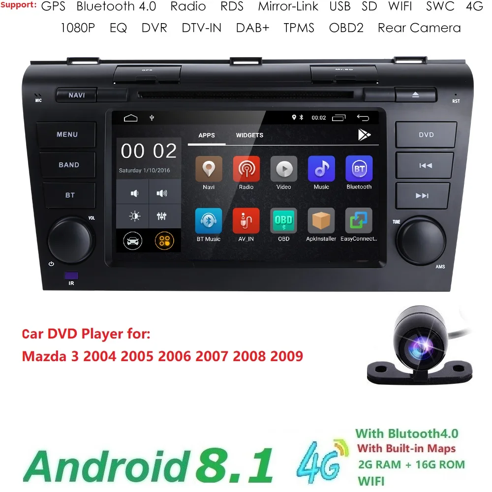 Hizpo 7 &quotчетырехъядерный Android 8 1 автомобильный DVD мультимедиа навигация GPS радио