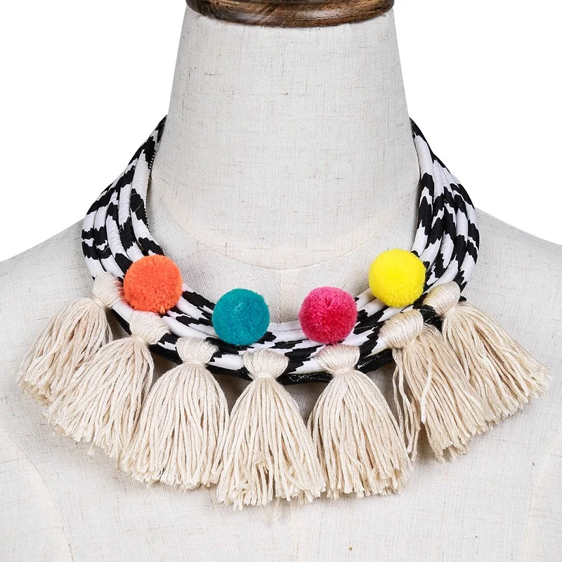 Европейское и американское объемное многослойное вязаное короткое ожерелье с