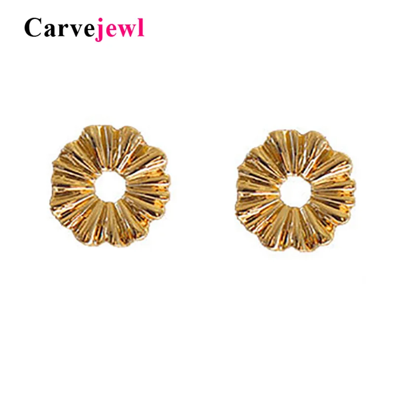 Carvejewl Korean design small edgy round stud earrings for women jewelry simple irregular geometric student teen folded earring | Украшения